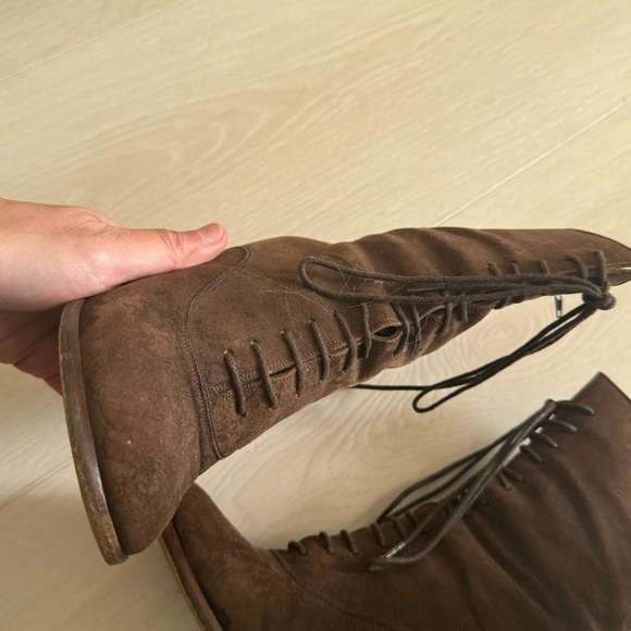 Vintage Varda Lace up Suede Booties Italian made - Picture 3 of 15